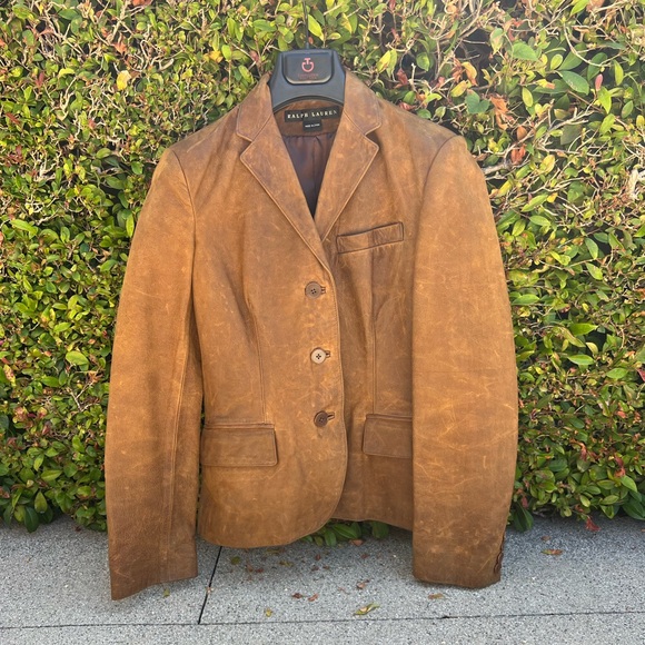 Vintage Ralph Lauren Collection Black Label Leather Jacket Blazer size 4 - Picture 2 of 14